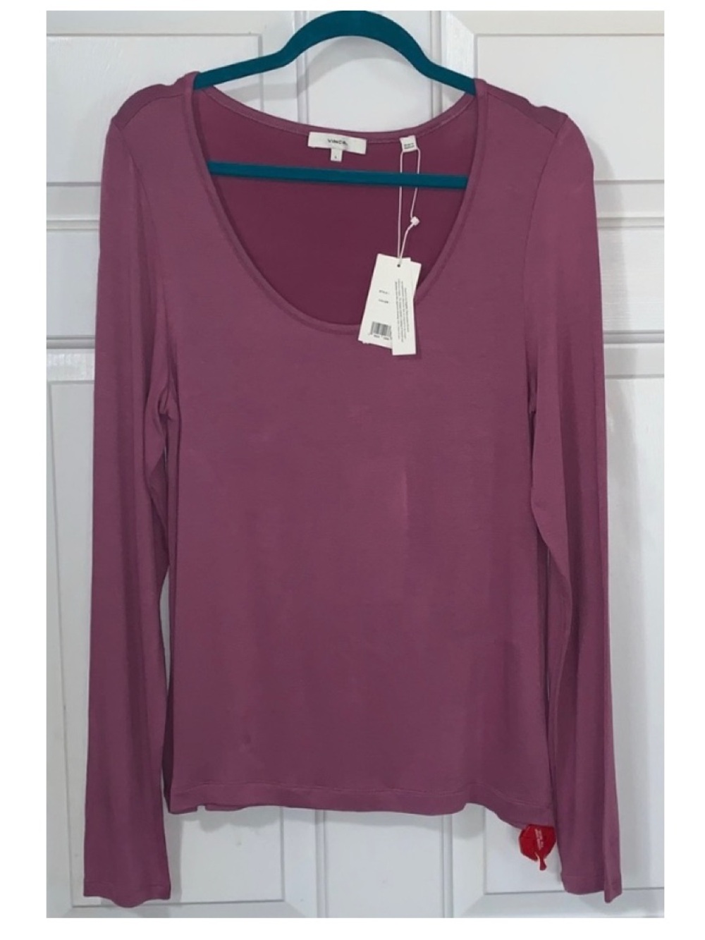 🎄🎆 VINCE Purple Scoop Neck Long Sleeve Top NWT $195 L